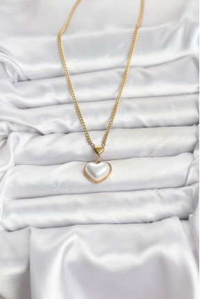 316l çelik Zincir Gold Renk Bombeli Kalp Model Kadın Kolye 316l çelik Zincir Gold Renk Bombeli Kalp Model Kadın Kolye