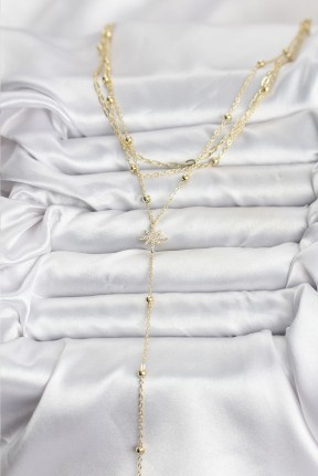 Pirinç Gold Renk Kutup Yıldızı Detaylı 3'lü Kombin Kadın Kolye Pirinç Gold Renk Kutup Yıldızı Detaylı 3'lü Kombin Kadın Kolye