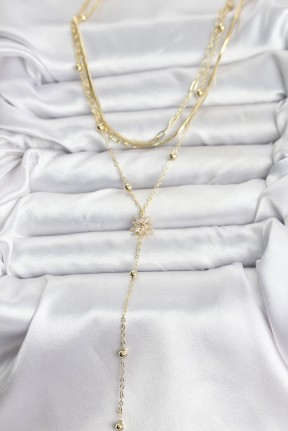 Pirinç Gold Renk Kutup Yıldızı Model Detaylı 3'lü Kombin Y Kadın Kolye Pirinç Gold Renk Kutup Yıldızı Model Detaylı 3'lü Kombin Y Kadın Kolye