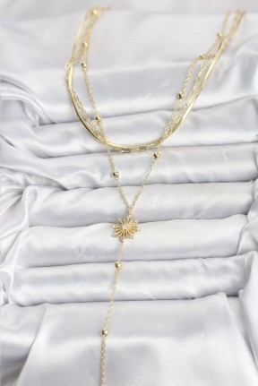 Pirinç Gold Renk Zirkon Taşlı Model Detaylı 3'lü Kombin Y Kadın Kolye Pirinç Gold Renk Zirkon Taşlı Model Detaylı 3'lü Kombin Y Kadın Kolye