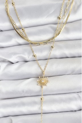 Pirinç Gold Renk Zirkon Taşlı Model Detaylı 3'lü Kombin Y Kadın Kolye Pirinç Gold Renk Zirkon Taşlı Model Detaylı 3'lü Kombin Y Kadın Kolye