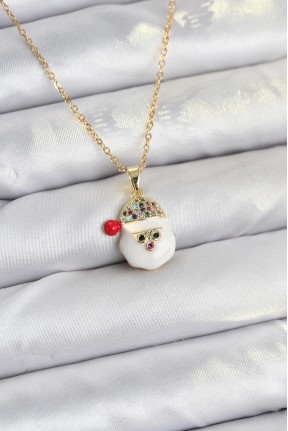 316l çelik Zincir Gold Renk şapkalı Kardan Adam Kafası Model Yılbaşı Temalı Kadın Kolye 316l çelik Zincir Gold Renk şapkalı Kardan Adam Kafası Model Yılbaşı Temalı Kadın Kolye