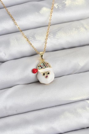 316l çelik Zincir Gold Renk şapkalı Kardan Adam Kafası Model Yılbaşı Temalı Kadın Kolye 316l çelik Zincir Gold Renk şapkalı Kardan Adam Kafası Model Yılbaşı Temalı Kadın Kolye