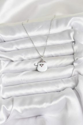 316l çelik Zincir Gümüş Renk şapkalı Kardan Adam Kafası Model Yılbaşı Temalı Kadın Kolye 316l çelik Zincir Gümüş Renk şapkalı Kardan Adam Kafası Model Yılbaşı Temalı Kadın Kolye