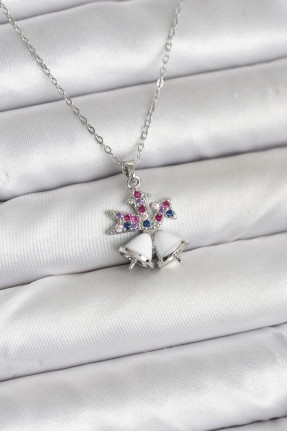 316l çelik Zincir Gümüş Renk Chirtsmas Bell Model Yılbaşı Temalı Kadın Kolye