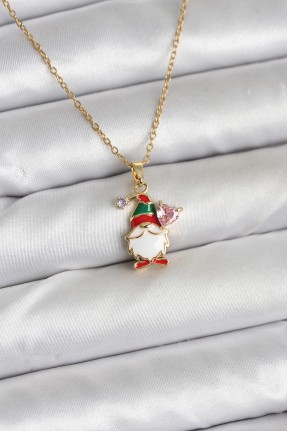 316l çelik Zincir Gold Renk Yılbaşı Teması Kadın Kolye