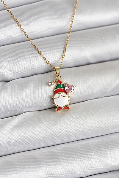316l çelik Zincir Gold Renk Yılbaşı Teması Kadın Kolye