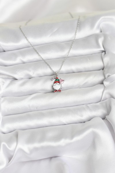 316l çelik Zincir Gümüş Renk Yılbaşı Teması Kadın Kolye