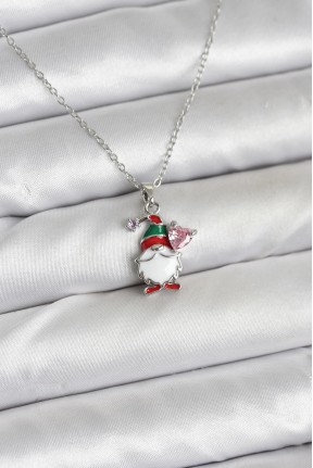 316l çelik Zincir Gümüş Renk Yılbaşı Teması Kadın Kolye