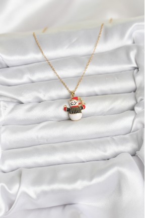 316l çelik Zincir Gold Renk Kardan Adam Figürlü Yılbaşı Temalı Kadın Kolye