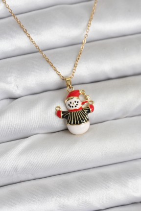 316l çelik Zincir Gold Renk Kardan Adam Figürlü Yılbaşı Temalı Kadın Kolye 316l çelik Zincir Gold Renk Kardan Adam Figürlü Yılbaşı Temalı Kadın Kolye