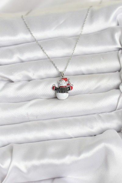 316l çelik Zincir Gümüş Renk Kardan Adam Figürlü Yılbaşı Temalı Kadın Kolye 316l çelik Zincir Gümüş Renk Kardan Adam Figürlü Yılbaşı Temalı Kadın Kolye