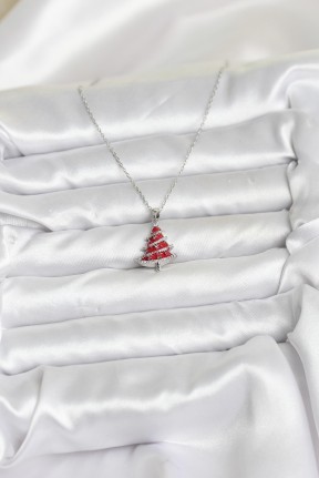 316l çelik Zincir Gümüş Renk Kırmızı çam Ağacı Model Yılbaşı Temalı Kadın Kolye 316l çelik Zincir Gümüş Renk Kırmızı çam Ağacı Model Yılbaşı Temalı Kadın Kolye