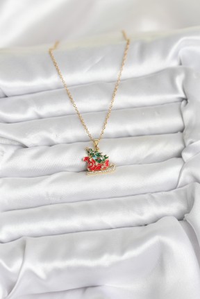 316l çelik Zincir Gold Renk Kızak Ve çam Ağacı Figürlü Yılbaşı Temalı Kadın Kolye 316l çelik Zincir Gold Renk Kızak Ve çam Ağacı Figürlü Yılbaşı Temalı Kadın Kolye