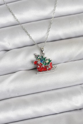 316l çelik Zincir Gümüş Renk Kızak Ve çam Ağacı Figürlü Yılbaşı Temalı Kadın Kolye 316l çelik Zincir Gümüş Renk Kızak Ve çam Ağacı Figürlü Yılbaşı Temalı Kadın Kolye