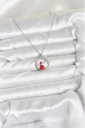 316l çelik Zincir Gümüş Zirkon Taşlı Yılbaşı Tema Kadın Kolye