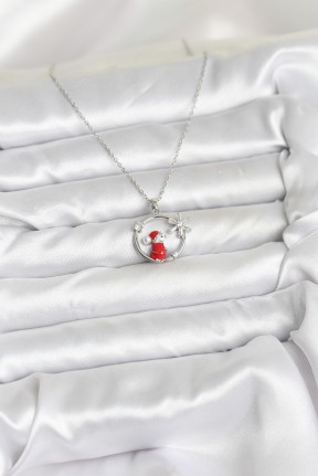 316l çelik Zincir Gümüş Zirkon Taşlı Yılbaşı Tema Kadın Kolye 316l çelik Zincir Gümüş Zirkon Taşlı Yılbaşı Tema Kadın Kolye