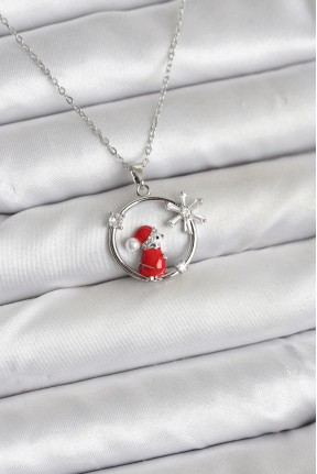 316l çelik Zincir Gümüş Zirkon Taşlı Yılbaşı Tema Kadın Kolye