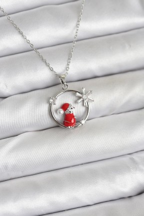 316l çelik Zincir Gümüş Zirkon Taşlı Yılbaşı Tema Kadın Kolye 316l çelik Zincir Gümüş Zirkon Taşlı Yılbaşı Tema Kadın Kolye