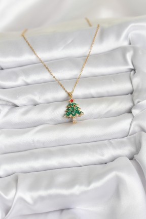 316l çelik Zincir Gold Renk çam Ağacı Model Yılbaşı Temalı Kadın Kolye 316l çelik Zincir Gold Renk çam Ağacı Model Yılbaşı Temalı Kadın Kolye