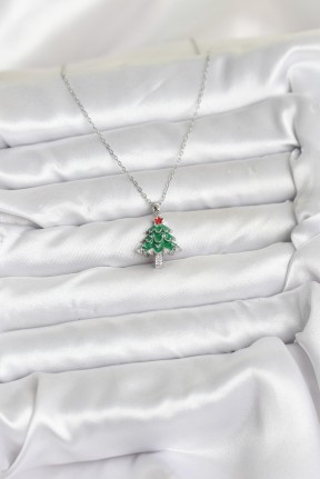 316l çelik Zincir Gümüş Renk çam Ağacı Model Yılbaşı Temalı Kadın Kolye 316l çelik Zincir Gümüş Renk çam Ağacı Model Yılbaşı Temalı Kadın Kolye