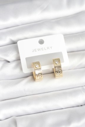 Pirinç Gold Renk Zirkon Taşlı Halka Kadın Küpe Pirinç Gold Renk Zirkon Taşlı Halka Kadın Küpe