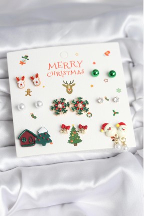 Yılbaşı Temalı 8 çift Küpe Seti