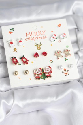 Yılbaşı Temalı Karışık Model 8 çift Yılbaşı Temalı Kadın Küpe Seti Yılbaşı Temalı Karışık Model 8 çift Yılbaşı Temalı Kadın Küpe Seti