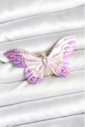 Lila Renk Kelebek Model Broş