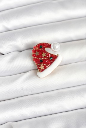 Kırmızı şapka Model Yılbaşı Temalı Broş