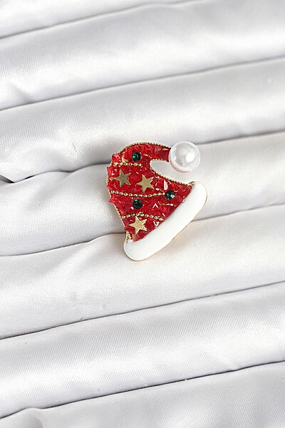 Kırmızı şapka Model Yılbaşı Temalı Broş