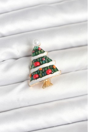 Süslü çam Ağacı Model Yılbaşı Temalı Broş