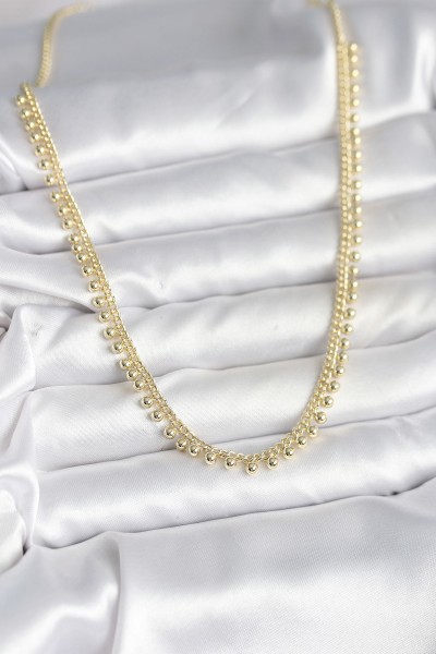 Pirinç Gold Renk Sıralı Topçuk Model Kadın Kolye Pirinç Gold Renk Sıralı Topçuk Model Kadın Kolye