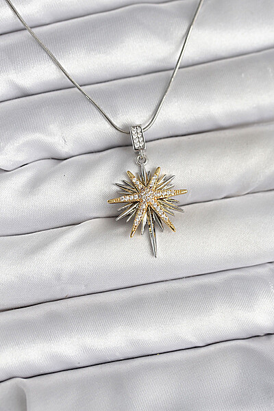 316l çelik Zincir Gümüş Renk Kutup Yıldızı Model Kadın Kolye 316l çelik Zincir Gümüş Renk Kutup Yıldızı Model Kadın Kolye