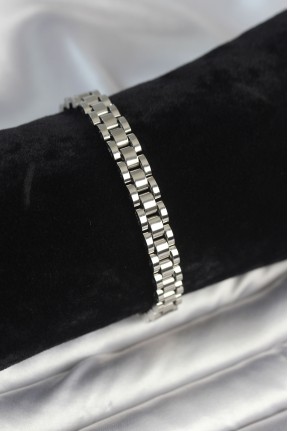 316l çelik Gümüş Renk 7 Mm Kalınlık Erkek Bileklik