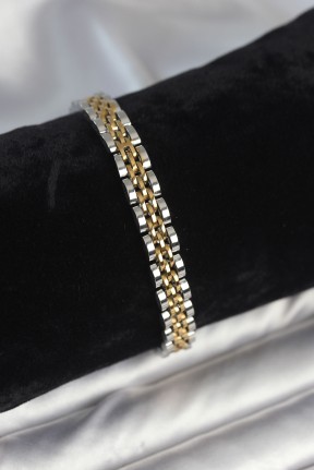 316l çelik 7 Mm Kalınlıkta Gold Ve Gümüş Renkli Erkek Bileklik