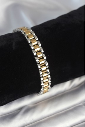 316l çelik Gold Ve Gümüş Renk 9 Mm Kalınlık Erkek Bileklik