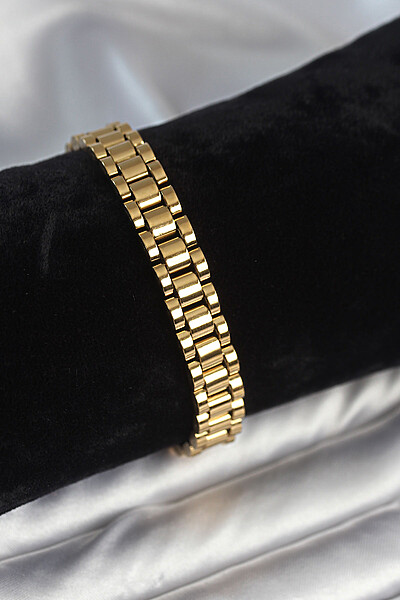 316l çelik Gold Renk 9 Mm Kalınlık Erkek Bileklik