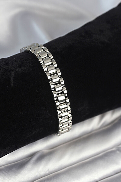 316l çelik Gümüş Renk 9 Mm Kalınlık Erkek Bileklik