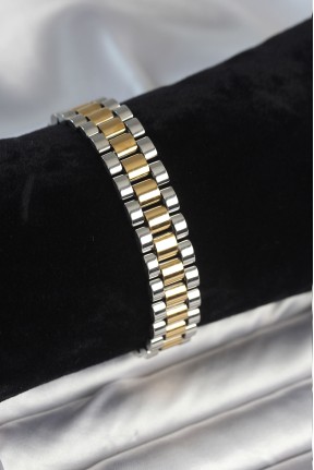 316l çelik Gold Ve Gümüş Renk 12 Mm Kalınlık Erkek Bileklik