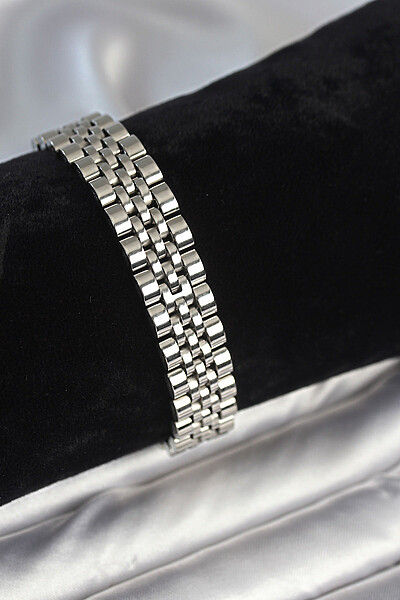 316l çelik 12 Mm Kalınlıkta Gümüş Renkli Erkek Bileklik