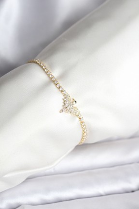 Anka Kuşu Model Zirkon Taşlı Gold Renk Pirinç Su Yolu Kadın Bileklik