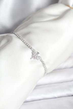 Anka Kuşu Model Zirkon Taşlı Gümüş Renk Pirinç Su Yolu Kadın Bileklik