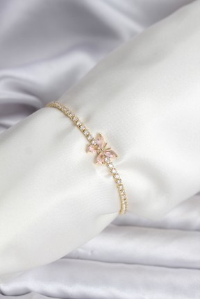 Kelebek Model Zirkon Taşlı Gold Renk Pirinç Su Yolu Kadın Bileklik Kelebek Model Zirkon Taşlı Gold Renk Pirinç Su Yolu Kadın Bileklik