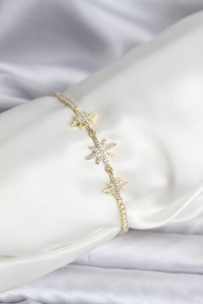 Kutup Yıldızı Model Zirkon Taşlı Gold Renk Su Yolu Kadın Bileklik Kutup Yıldızı Model Zirkon Taşlı Gold Renk Su Yolu Kadın Bileklik