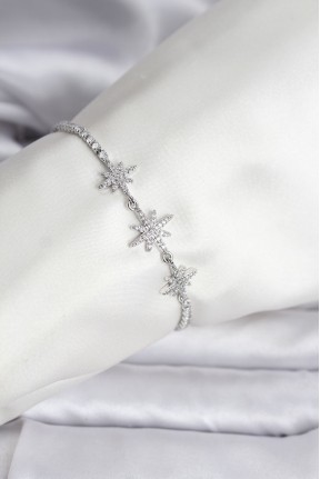 Kutup Yıldızı Model Zirkon Taşlı Gümüş Renk Su Yolu Kadın Bileklik