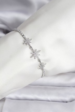 Kutup Yıldızı Model Zirkon Taşlı Gümüş Renk Su Yolu Kadın Bileklik Kutup Yıldızı Model Zirkon Taşlı Gümüş Renk Su Yolu Kadın Bileklik