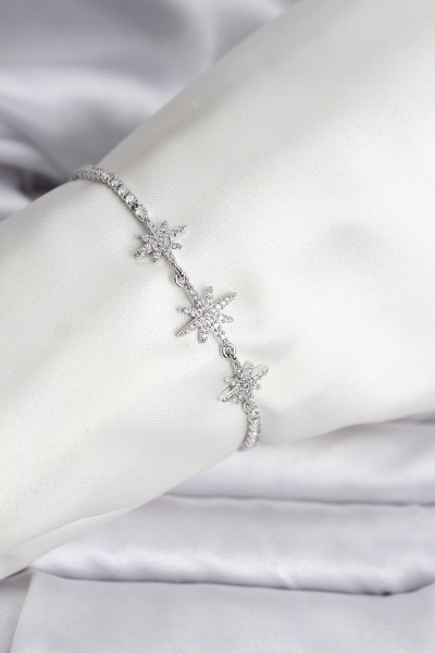 Kutup Yıldızı Model Zirkon Taşlı Gümüş Renk Su Yolu Kadın Bileklik