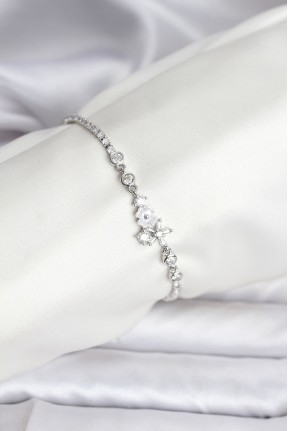 çiçekli Model Zirkon Taşlı Gümüş Renk Su Yolu Kadın Bileklik çiçekli Model Zirkon Taşlı Gümüş Renk Su Yolu Kadın Bileklik