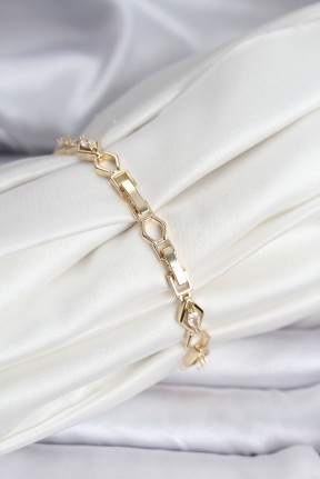 14k Gold Renk Kaplama Baklava Dilim Model Kadın Bileklik 14k Gold Renk Kaplama Baklava Dilim Model Kadın Bileklik